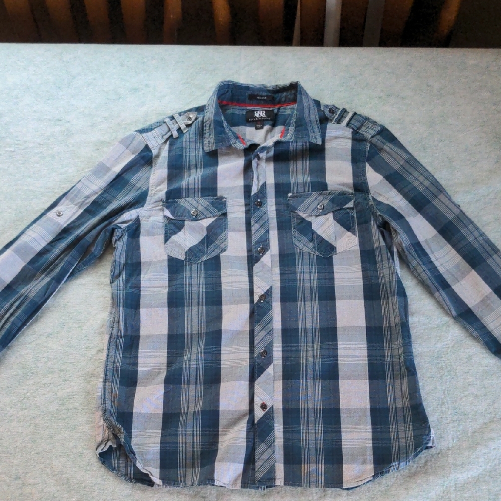 Men's Blue Plaid Shirt
